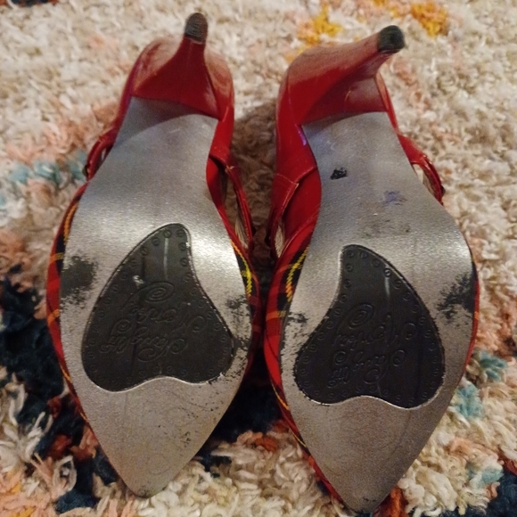 Naughty Monkey Red Plaid 5" Heels • 8.5 • Pinup Style - Picture 12 of 12